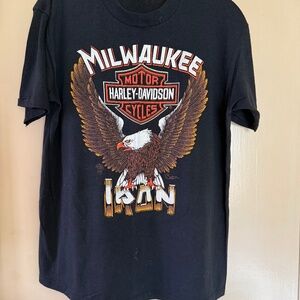 1986 Harley Davidson “Milwaukee Iron” 1986- two-sided black T-shirt-Large